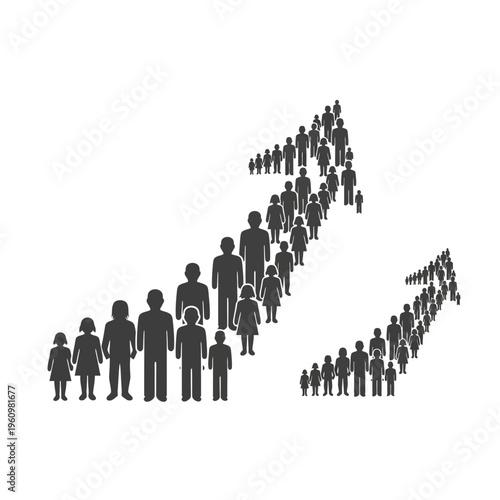 People Silhouettes in Arrow Formation.
