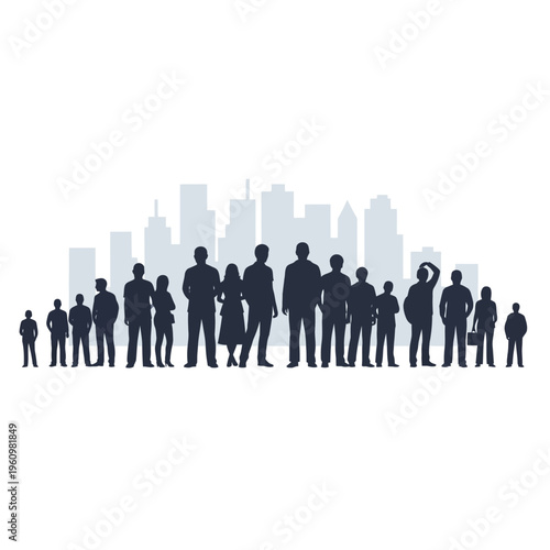 Silhouettes of business people standing.