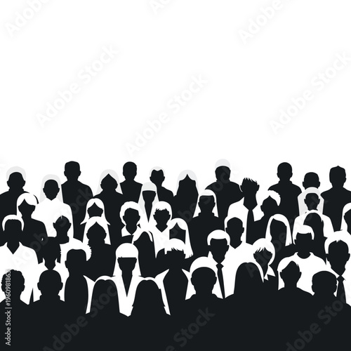 Silhouettes of people in a crowd.
