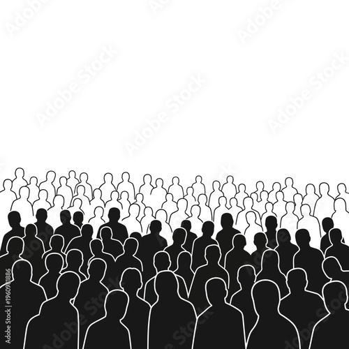 Silhouettes of people in a crowd.