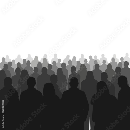 Silhouettes of people in a crowd.