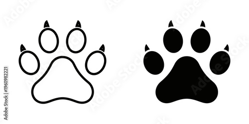 cute paw prints set minimalist flat design vector illustration
