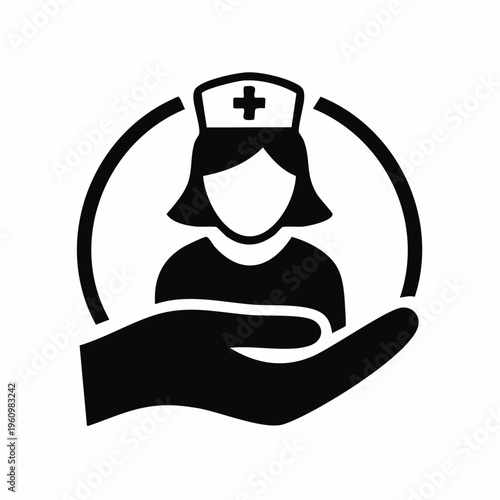 Caregiver icon symbolizing medical assistance and support within a caring circle