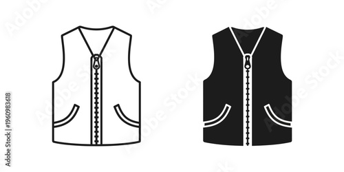 women's sleeveless safety vest with reflective stripes flat design vector illustration