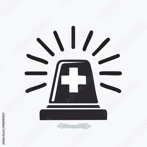 Emergency siren with a cross symbol for medical assistance and urgent alerts, signifying safety and healthcare services