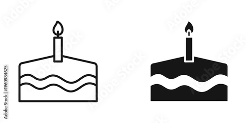 birthday cake with lit candles flat design vector illustration