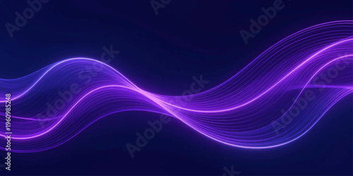 Abstract blue and purple wave background with glowing light lines and smooth flowing design