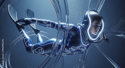 Futuristic Astronaut in Space Suit.