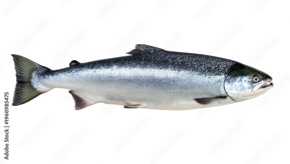 Obraz premium Isolated fresh whole salmon fish ready for cooking or healthy seafood meal preparation