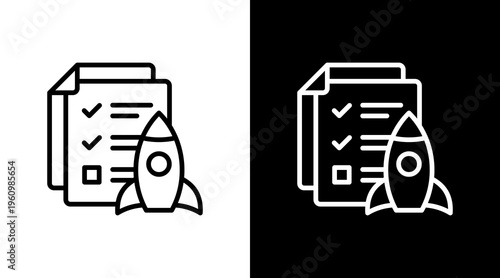 Project Launch White Icon Set Design