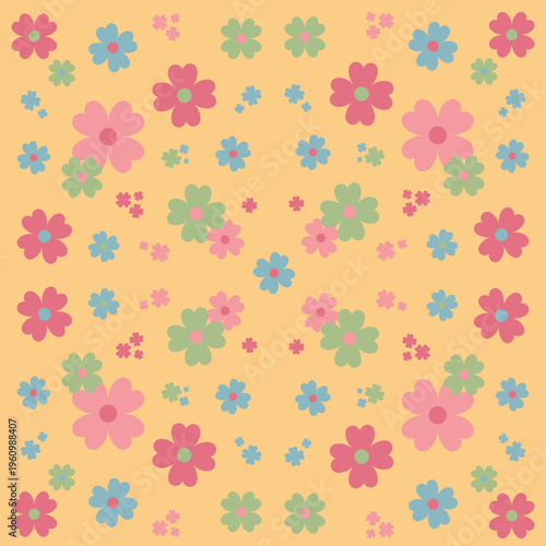 Yellow Spring and summer Seamless floral Pattern background: Vector Illustration for Fabric, Clothing, wallpaper, tile floor and fashion Design 