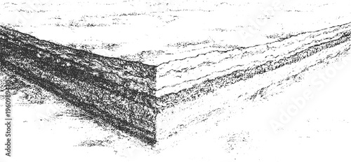 Abstract monochrome textured surface with layered strata and rough edges