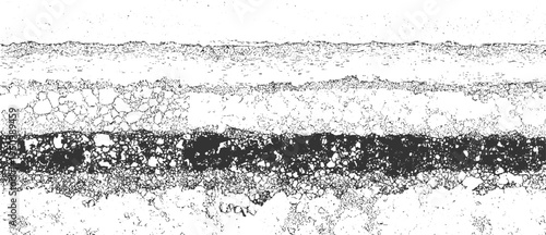 Textured horizontal bands of black and white granular with rough edges abstract background pattern grunge