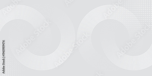 Abstract white glowing geometric lines on gray background. Modern shiny blue circle lines pattern. eps 10