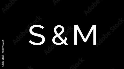 Minimalist white S & M typography on a sleek black background, representing a generic textual combination or initialism