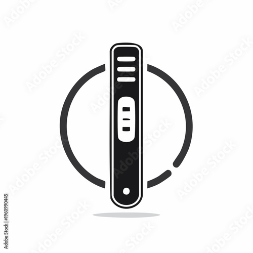 Minimalist black and white vector illustration depicting a positive pregnancy test, symbolizing fertility, expectation, and the journey of parenthood within a clean graphic design