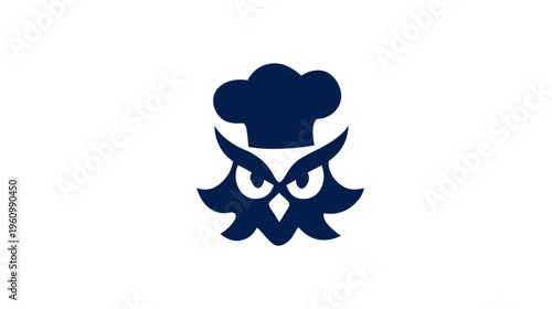 Smart Owl Chef Logo Icon. Creative Culinary Mascot for Restaurant, Food Service, Cooking Class, and Education.