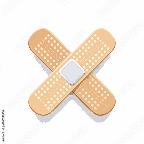 Crossed adhesive bandages, a simple yet effective symbol of immediate first aid and essential wound protection for everyday minor injuries and skin care