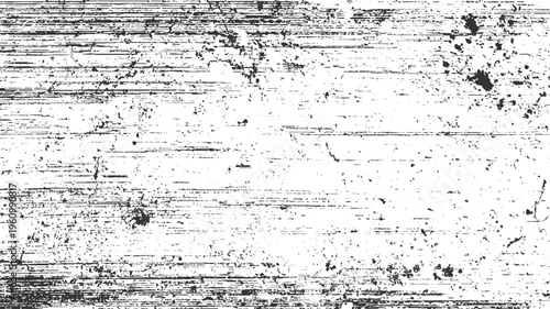 Black and white distressed textured background with horizontal lines and speckles grunge scratch rough