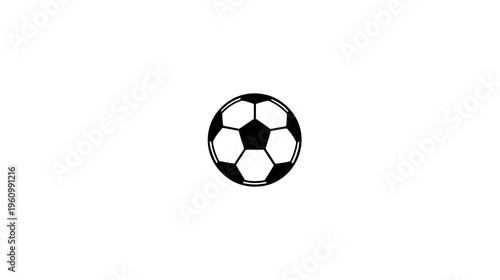 Classic black and white soccer ball icon on a clean white background, perfect for sports graphics, game themes, or championship designs.