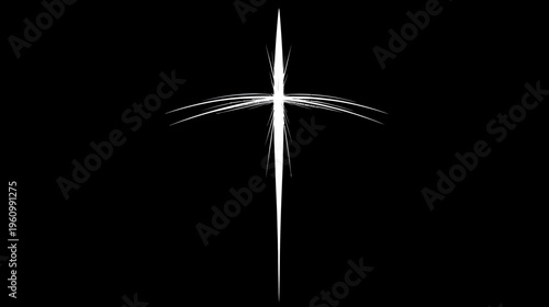 Stylized glowing white cross on black background, representing faith, spirituality, hope, light, remembrance, and devotion.