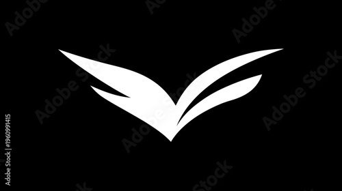 Modern minimalist abstract white symbol on black background, elegant graphic icon design, versatile emblem concept for branding.