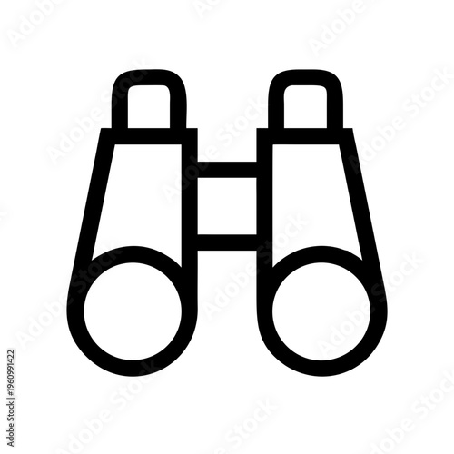 Simple black outline icon of binoculars representing vision, surveillance, and looking afar.