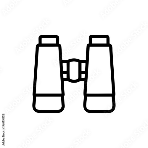 Line art icon of binoculars, symbolizing observation, exploration, and searching for distant objects.