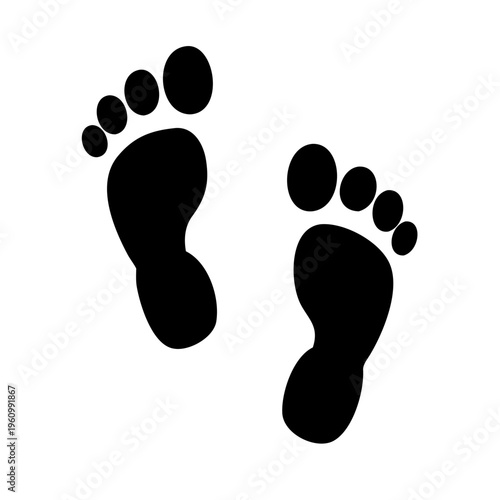 Footprints icon black on transparent background walking and tracking concept symbol