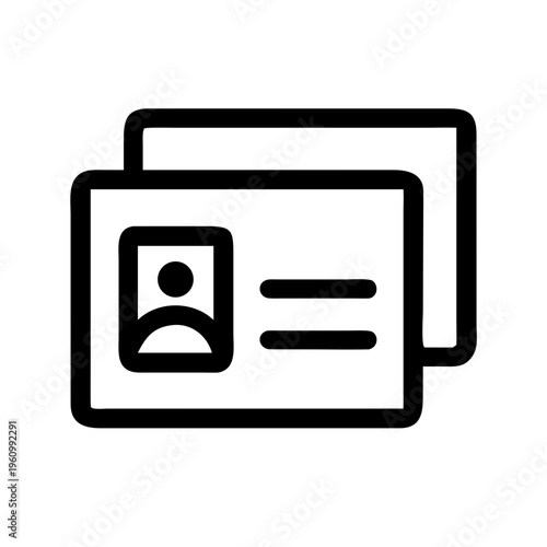 Two identity cards in a row, one with user icon and lines, other blank, on grid