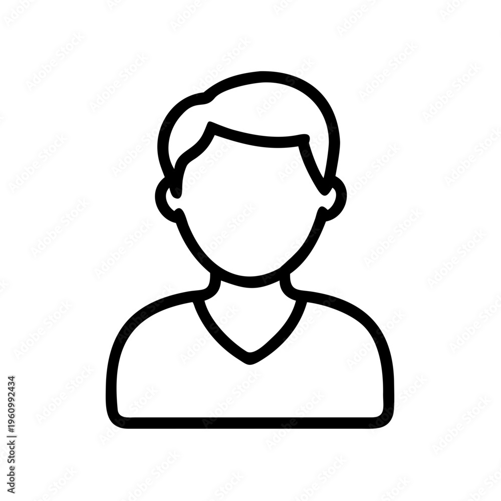 Obraz premium Outline person icon, simple line art graphic for profile or user, avatar representation