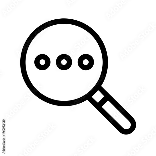Magnifying glass with three dots, symbolizing search, analysis, and ongoing information retrieval