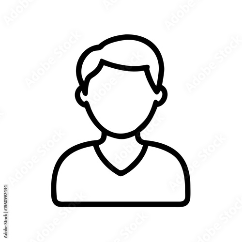 Outline person icon, simple line art graphic for profile or user, avatar representation