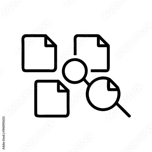 Document analysis magnifying glass search icon vector outline art files research concept