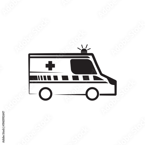 Ambulance Logo Icon Design, Emergency medical service vehicle logo icon vector