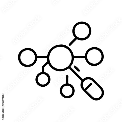 Molecule structure icon vector outline atom chain connections molecular science concept