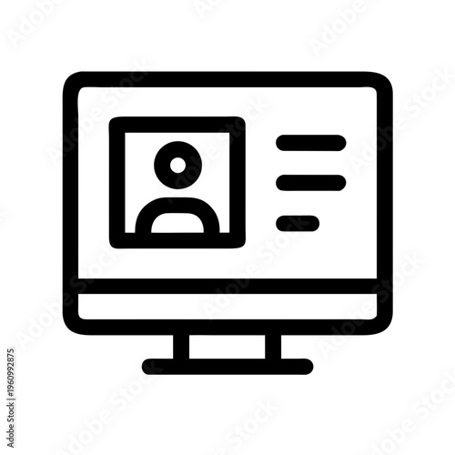 Computer screen with person icon and text lines representing profile or user data