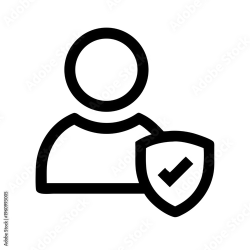 User security icon with shield and check mark, personal data protection concept