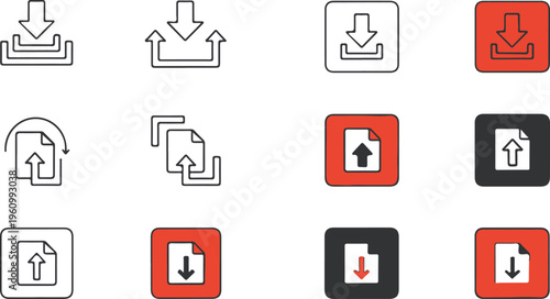 Set of nine flat design location and navigation icons with GPS symbols and emergency sign