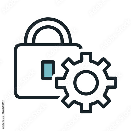 Lock and cogwheel icon technology security safe settings confidential data protection