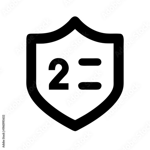 Shield icon with number 2 and dash symbol for two step verification