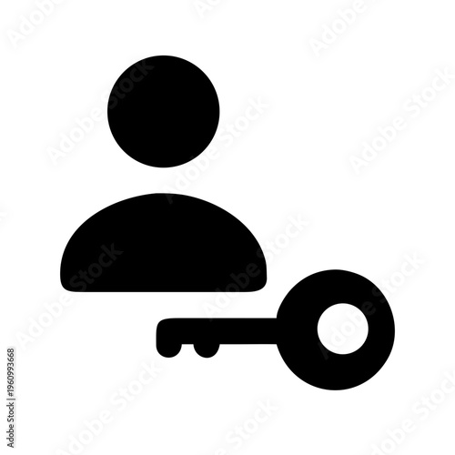 User login key icon symbol for access authentication and security system with person