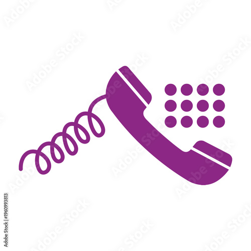 Purple telephone icon with keypad communication symbol business and customer service concept