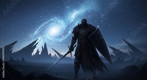 Mysterious Figure with Galaxy.