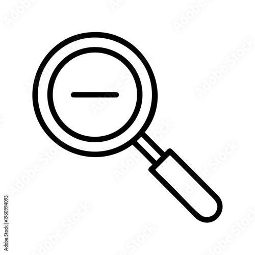 Outline magnifying glass with minus symbol for zoom out functionality