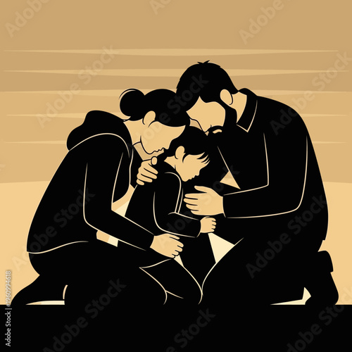 Family comforting each other emotionally.