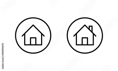 House outline icon set in circular line. Home property symbol. Real estate sign