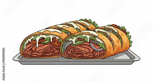 Delicious shawarma wraps filled with meat, lettuce, onions, and tomatoes