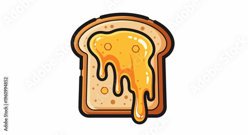 Delicious slice of toast dripping with golden honey