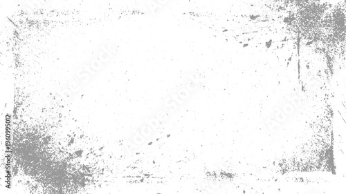 White background with scattered gray grunge texture and speckles